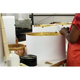 Slant Retro Drum Hardback Lampshade with Washer Fitter, Stonewash