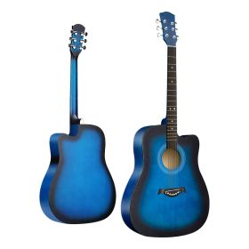 41-inch Blue Guitar (Basswood Body, Matte Finish) with Black Backpack, Shoulder Strap, 2 Guitar Picks, and 1 Set of Guitar Strings