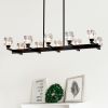Chandelier for Dining Room, 10-Light Black Farmhouse Linear Pendant Light Fixture, Modern Crystal Hanging Lighting Chandelier for Kitchen Island, Bar