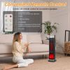 Portable 1500W Space Heater with Fireplace,90° Oscillating PTC Ceramic, Adjustable Thermostat Tower Heater