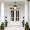 19"(H) Rustic Outdoor Hanging Lantern, Weatherproof Vintage Pendant Light with Clear Glass Shade, Waterproof Exterior Lighting Fixture for Porch