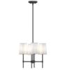 Meadowood 4-Light Chandelier, Matte Black Finish, White Fabric Shades, LED Bulbs Included