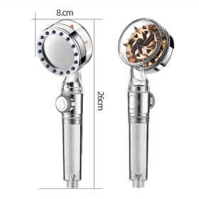 Shower Head High Pressure Filter Spray Nozzle Bathroom Turbine Fan Pressure Boost Adjustable Water Saving Home Bath Accessories (Color: Transparent)