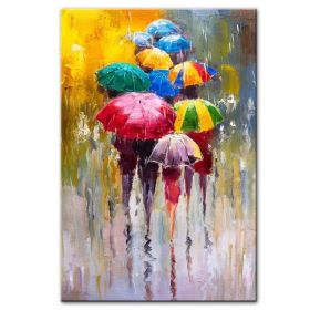 100% Hand Painted Abstract Oil Painting Wall Art Modern Figure Rain view On Canvas Home Decoration For Living Room No Frame (size: 75x150cm)