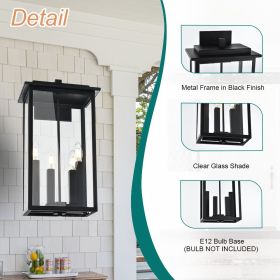 Outdoor Wall Sconce, Exterior Porch Light Wall Mount Lantern, Matte Black Finish with Clear Glass for House, Farmhouse Sconces Lantern for Front Door (Number of Light: 4-Light)