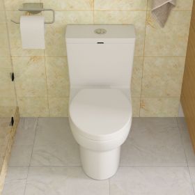 White Ceramic One Piece Toilet,Dual Flush with Soft Close Seat (Color: as pic, Style: Top Flush)