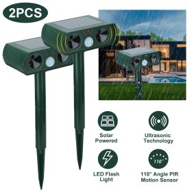 Ultrasonic Animal Repeller Solar Powered Motion Sensor Repellent IPX4 Waterproof Outdoor For Farm Garden Yard Repelling Deer Raccoon Cat Dog Rabb (Color: 2Pcs/Set)