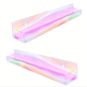 Salon-Grade Nail Polish Display Rack - Vibrant 6-Compartment Wall Shelf Holds 30+ Bottles with Easy Visibility (Quantity: 2pcs)