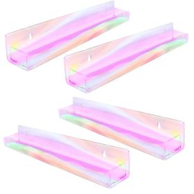 Salon-Grade Nail Polish Display Rack - Vibrant 6-Compartment Wall Shelf Holds 30+ Bottles with Easy Visibility (Quantity: 4pcs)