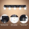 5/6-Light Vanity Light in Matt Black Finish, Vintage Farmhouse Mirror Lights with Clear Glass Shade.