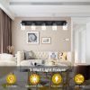 5/6-Light Vanity Light in Matt Black Finish, Vintage Farmhouse Mirror Lights with Clear Glass Shade.