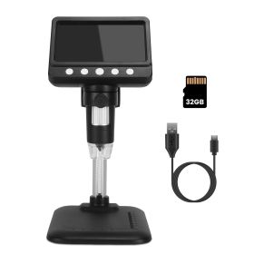 1Pc 4.3Inch LCD Digital Microscope 1,000X 1080P Photo Video Error Coin Magnifier With 8 Dimmable LED Lights PC Views Compatible With MacOS Window (Color: Black)
